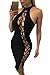 Womens Sexy Sleeveless Halter Lace Up Hollow Out Bandage Midi Club Dress S Black