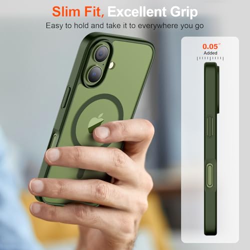 Image of SUPFINE Magnetic for iPhone 17 Case (Compatible with MagSafe)(Military Grade Drop Protection) Translucent Matte Shockproof with Anti-Fingerprint Phone Cover,Cangling Green