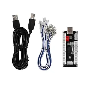 USB Arcade Joystick, Arcade Game USB Encoder Button Controller for Raspberry Pi Host PC Game Machine, Black(CY-822C)