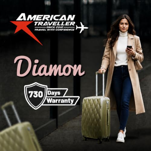 Image of AMERICAN TRAVELLER Diamon Trolley Bag | Durable ABS Hard Shell Luggage | Durable ABS Hard Shell, TSA-Type Lock, 8 Dual Spinner Wheels, Telescopic Handle