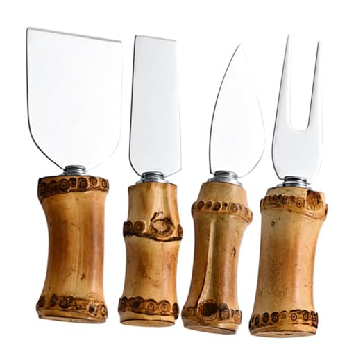 DOITOOL Set de Couteaux à Fromage Professionnels Bambou et Acier Inoxydable Multi-fonctionnel Ergonomique pour Usage Domestique et Quotidien