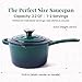 Larder & Vine Enameled Cast Iron Saucepan | 2.2 qt Sauce Pan with Lid | Saucepan with Pour Spouts | Enameled Cast Iron Pot Compatible on All Cooktops & Oven Safe to 500° F | Bondi