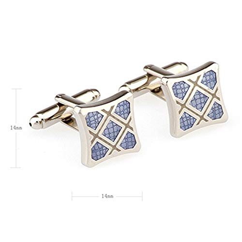 Mancuernillas cuadradas plateadas y azules para hombre miniatura 5