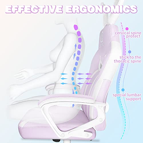 Joyfly Gaming Chair For Girls, Kawaii Gamer Chair For Teens Adults Kids Computer Chair, Ergonomic Pc Chair With Lumbar Support For Women（Light Purple） #TOP1