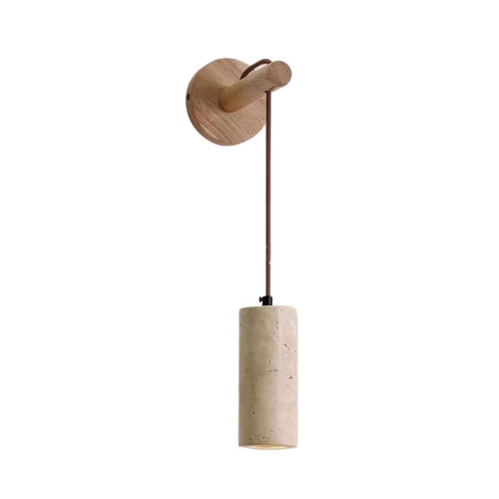 LUOYAOB Modern Wood Travertine Wall Sconce Cylinder Stone Wall Light Warm Light Wall Mounted Light Fixture for Bedroom Bedside Living Room Hallway Reading Room Indoor Decor