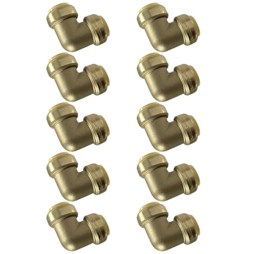 10 Pieces XFITTING 1" Push Fit Elbow, Certified to NSF ANSI61, Brass, Plumbing Fitting for Copper, Pex, CPVC, 10 Packs