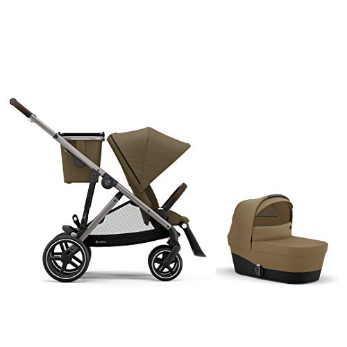 Cybex Gazelle S Stroller & Gazelle S Cot Bundle Combo, Modular Double Stroller, Infant And Toddler, Includes Detachable Basket, Over 20+ Configurations, Folds Flat For Easy Storage, Classic Beige #TOP20
