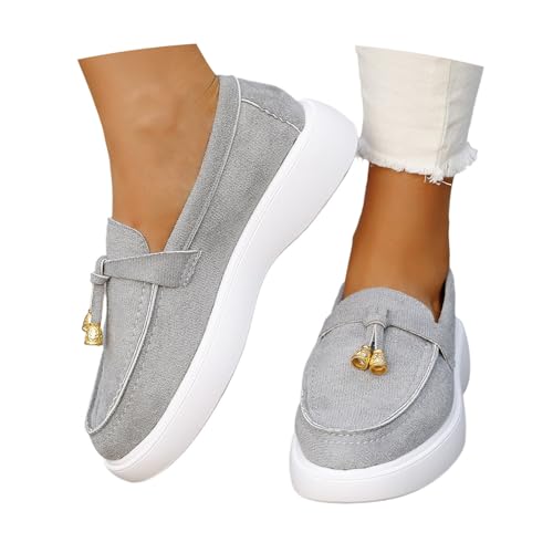 Zapatos Casuales de Mujer para Uso Diario de Gamuza sin Cordones versátiles para Todas Las Estaciones diseño y cómodo Combinar con Jeans (Dark Gray 43)