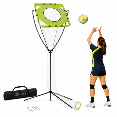 Volleyball Setter Training Net Volleyball Setting Trainer with Target Cloth Adjustable Height 7.5 to 11.5 ft Adjustable Angle for Indoor Outdoor Serving Spiking and Setting Practice Includes Carry Bag