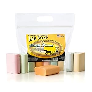 Amish Farms Bar Soap w/All Natural Bentonite Clay | Made in USA, Vegan Moisturizing for Sensitive Skin | Women & Mens Face & Body Bar Bath Soap for Shower | Clean Scent | 5oz Ea (5 Bars)