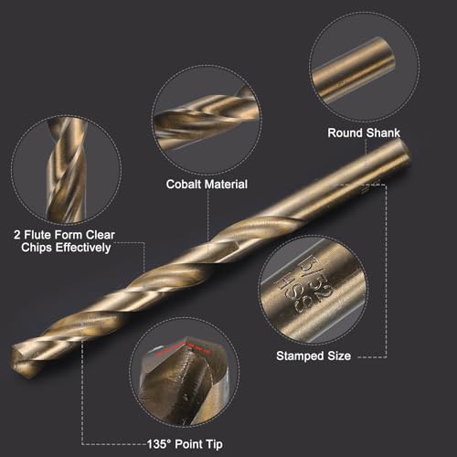 QUARKZMAN Metallbohrer, Ø 10 mm M35 Edelstahlbohrer, HSS Spiralbohrer für Metall, Stahl, Aluminium, Kunststoff, Holz