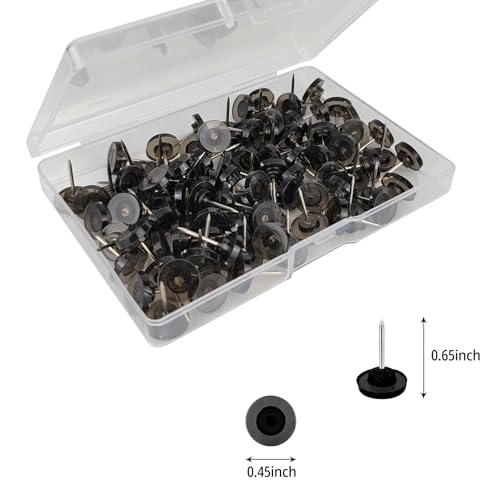 200 Pcs Black Push Pins, Flat Thumb Tacks, Pushpins for Cork Board, Bulletin Board, Wall Hanging (Black, 200)