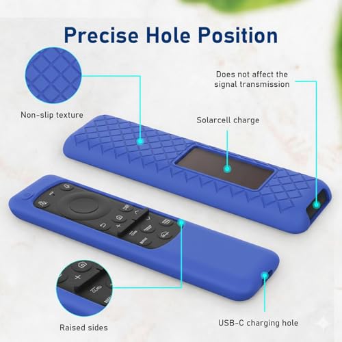 Image of Silicone TV Remote Cover Compatible with Samsung Smart TV Remote 2023 BN59-01432G BN59-01432A (Samsung Smart TV 2023 Model Solar Remote Cover - Style 8, Blue - Style 8)
