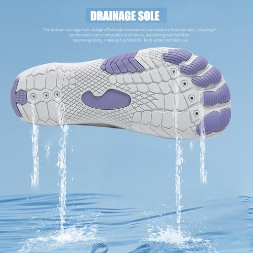Image of Beach Water Shoes for Women Men Quick Dry Non-Slip Wide Toe Hike Barefoot Footwear for Beach Pool Aqua Swim Surf Walk