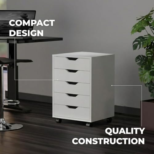Image of Winsome 10519 Halifax 5-Drawer Composite Wood Cabinet, White