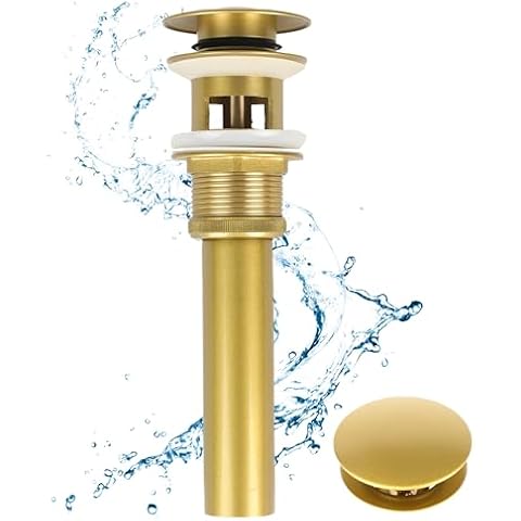 Dorence | Pop Up Drain Stopper for Bathroom Sink Gold- Without Overflow for Vessel Sink Lavatory - Anti-Clog and Overflow Polished Nickel Finish - Stylish Design and Easy to Install Cover