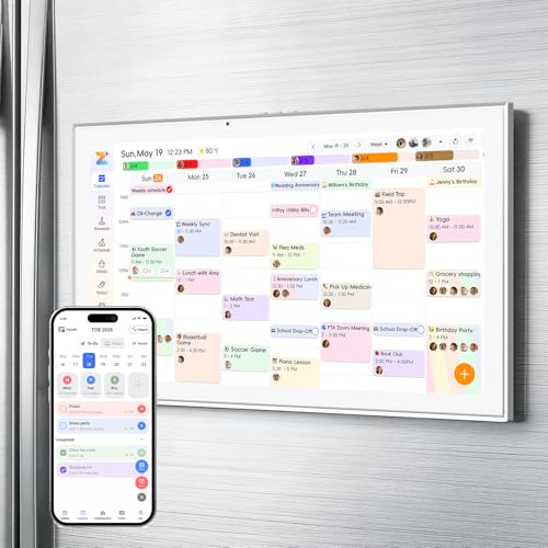 HOOCEN 15.6 Inch Smart Digital Calendar with FREE APP for Fridge & Wall Touch Screen, Magnetic Refrigerator Mount, Electronic Planner for Office Desk, Auto Sync Schedules, Family Chore Chart, White