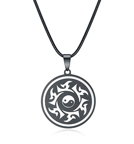 Xiacheng Yin Yang Pendant for Men or Women Black Rope Cord Necklace (Yin Yang-B)