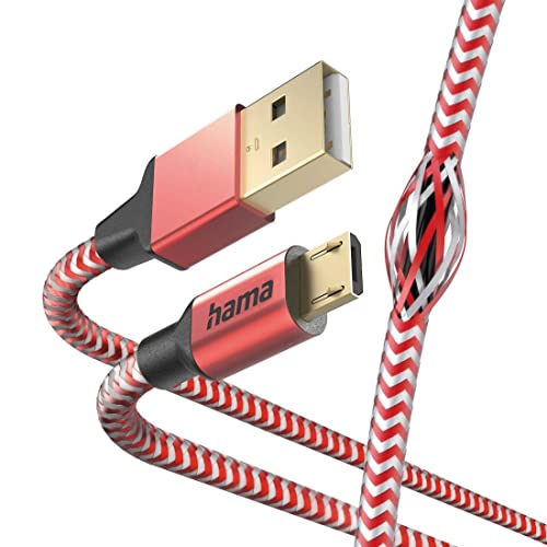 Hama USB Cable 2.0 A Male to Micro USB Charging Plug (480 Mbit/s, 3 A, Nylon, 1.5 m) Red, czerwony, 1.5m - Image 4