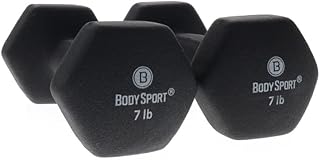 Body Sport Neoprene Dumbbell, Black, 7 lb. Pair – Dumbbell for Exercises – Strength Training Equipment – Neoprene Dumbbell – Home Gym Accessories – Weight Training
