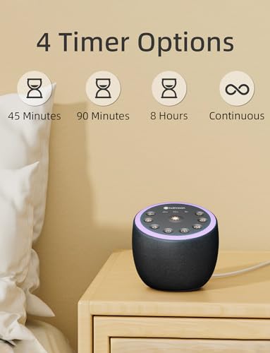 Sleep Sound Machine White Noise Machine 40 Non Looping Sounds 8 Night Light Colors 4 Timers 32 Adjustable Volume Memory Function Brown Noise Sounds Machine for Baby Kids Adult Plug-in, Black - Image 4