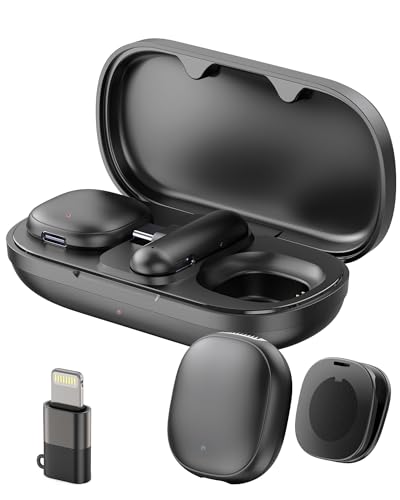 NOTEVOX Phone Microphone AI Noise Filter - Mini Go 2 Wireless Lavalier Microphones for iPhone 17 Android with Charging Case Lapel Mic for Content Creators Vlogging Video Audio Recording 48kHz/24bit
