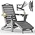 SUUNYN Folding Adirondack Chair with Retractable Ottoman Weather Resistant Fire Pit Chair Patio Chair with 2 Cup Holder Lawn Outdoor Lounge Chairs (Grey)