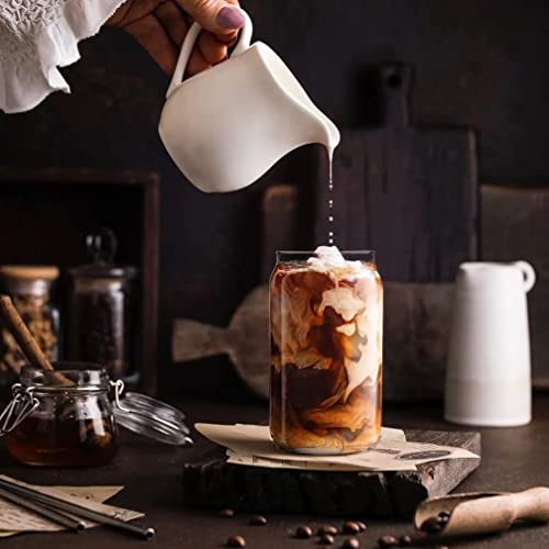 Image of ANKUL Round Glass Tea Coffee Sipper Tumbler with Glass Starw- 510ml- Glass Fruit Juice Milk Soda Water Drinking Glass Mug with Starw Cup (Round Mug, 1)