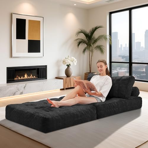 image for HABUTWAY Folding Sofa Bed, Convertible Sleeper Chair Bed w/Dual-Pillow