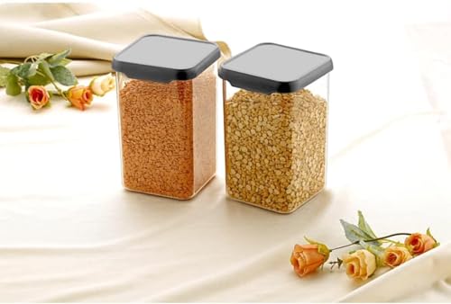 Image of Airtight Plastic Square Container Set for Kitchen Storage | Unbreakable & Space-Saving Containers | Food Storage Jars Set (Pack 2-1100 ml)