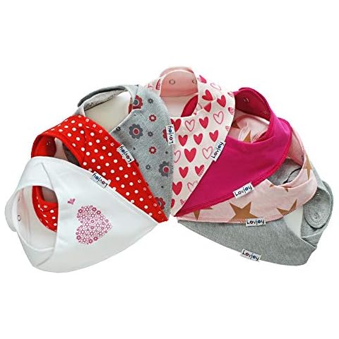 Lovjoy 100% Cotton Bandana Dribble Bibs, Light & Absorbent for Warm Months, Fits Upto 3 Years - 7 Pack (Set 3) Cover