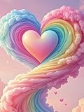 Nube corazón arcoíris Puzzle de 70 Piezas para Adultos, Rompecabezas Adultos Imposible, Juego de Habilidad para Toda La Familia, Regalo para Ella o Él