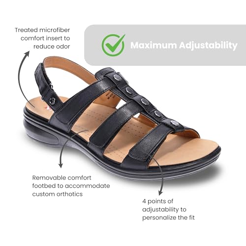 Image of Revere Toledo Women's Sandals - Gladiator Inspired Premium Leather Walking Sandals - Stylish and Trendy - Orthotic-Friendly with Arch Support and Adjustable Fit