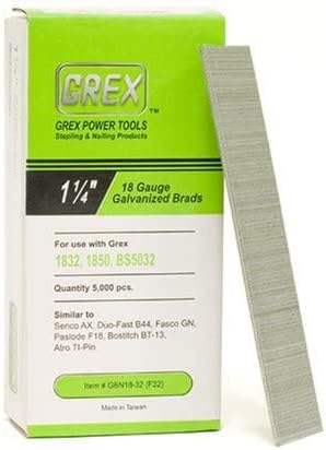 GREX GBN18-32 18 Gauge 1-1/4-Inch Length Galvanized Brad Nails (5,000 per Box) (3)