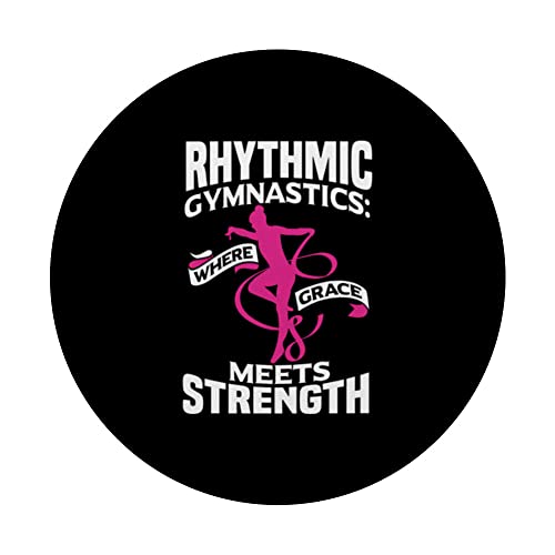 Rythmic Gymnastics Where Grace Meets Strengh Gymnast PopSockets Swappable PopGrip, Black - Image 3
