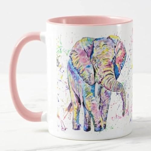 Vixar Tasse colorée en forme d'éléphant face à l'avant pour adulte - Motif animal sauvage - Cadeau d'anniversaire, de travail, de Noël, de thé, de café (rose)