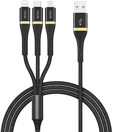 WIWU Elite Data Cable ED-104 3A Compatible Lightning+Type-C+Micro, Black - 1.2m