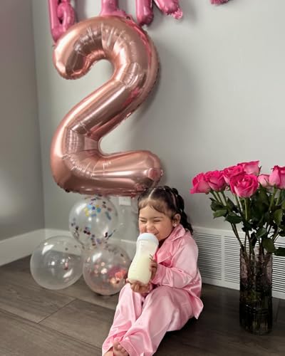 Image of 40 In Rose Gold Number 4 Balloon, 4th Birthday Party Decorations for Women