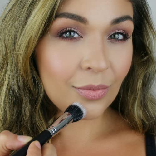 Small Stippling Brush Makeup - Beauty Junkees Duo Fiber Stippling Brush, Flat Concealer Brush Under Eye, Stipple Brushes For Blending Foundation, Blush, Highlighting, Contour, Bronzer, Synthetic #TOP4