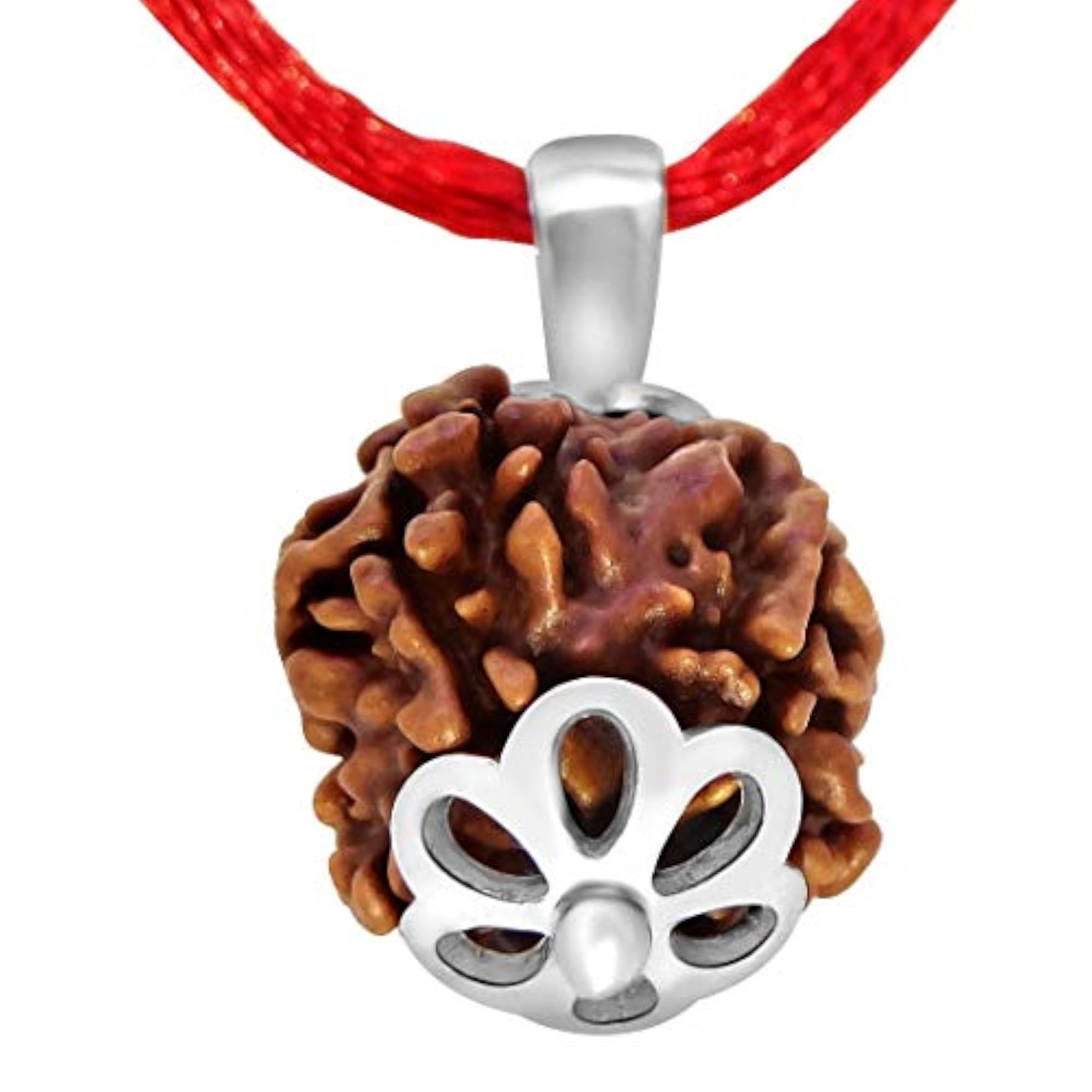 4 Mukhi Original Nepali Rudraksha Pendant with 925 Silver, Spiritual Gift