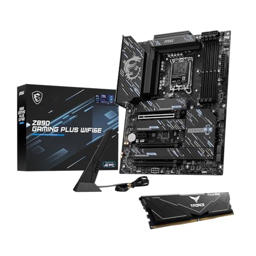 Image of Z890 GAMING PLUS WIFI6E Motherboard,ATX-Supports Intel Core Ultra Processors (Series 2),LGA 1851-DDR5 Memory (Up to 9200+MT /s OC),1xPCIe 5.0x16,1xM.2 Gen5,Wi-Fi+HIGH-SPEED DDR5 RAM 16GB(1x16GB) Bundle