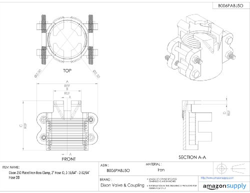 Image of Dixon 250 Plated Iron Boss Clamp, 2 inch Hose ID, 2-16 /64 inch - 2-32 /64 inch Hose OD
