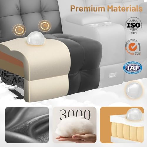 Image of Loveseat Recliner Sofa, Home Theater Seating with Massage, 3 Seat Reclining Loveseats with Console, Wall Hugger RV Couch Movie Theater Chairs, RV Furniture Sofas with USB, Cup Holders for Gaming Room