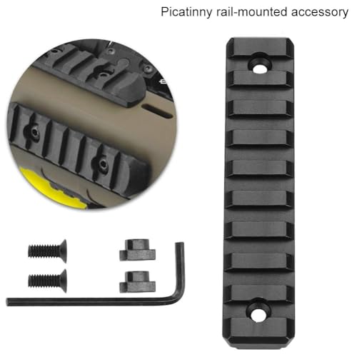 Uadme Picatinny Schiene, 5 Slots Schiene Abschnitt Picatinny Adapter Aluminium mit 2 Schrauben, 2 Nutensteinen und Einem Sechskantschlüssel, zur Montage an Handschützern, Schwarz