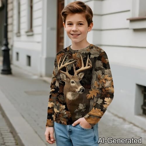 Image of Renewold Boys Girls Tees Kids T-Shirt Long Sleeve Crewneck T Shirts Casual Athletic Tops Clothing for Home School Travel