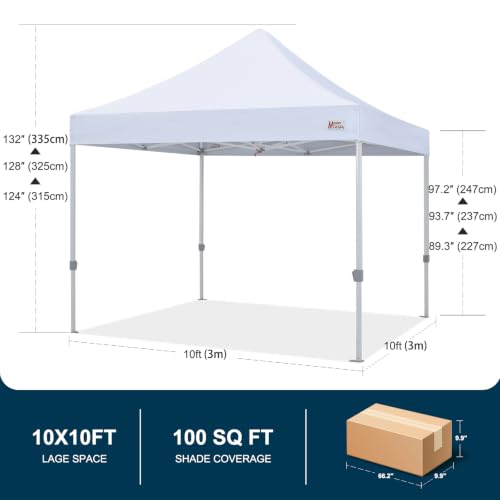 Image of MASTERCANOPY 10x10 Heavy Duty Pop Up Canopy Tent with Roller Bag(White)