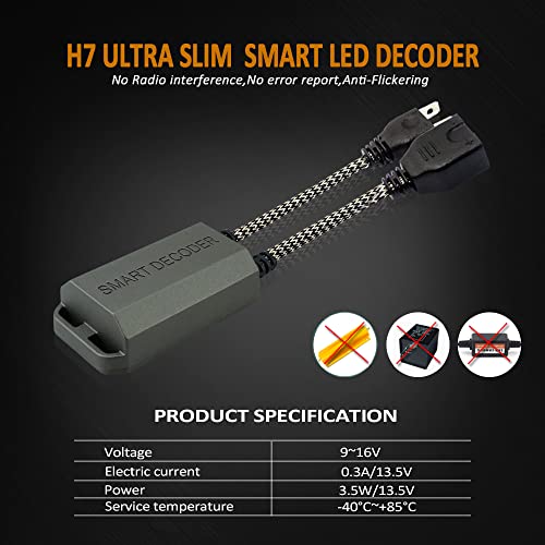 Bestview H7 LED Headlight Canbus Decoder Kits Compatibility Anti Flickering Resistor Warning Canceler Pack of 2