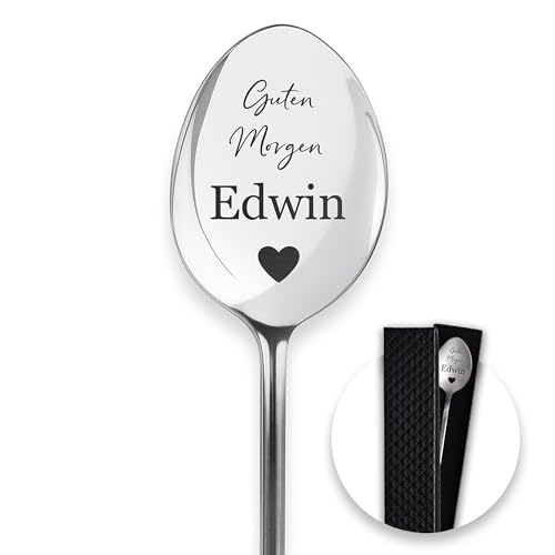 LAUBLUST Personalisierter Dessertlöffel mit Wunschtext | Kaffeelöffel mit Gravur als Geschenk zum Geburtstag & Jubiläum | Herzen Motiv -...