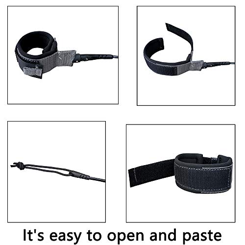 Rokia R Surfboard Leash-Curly Surfboard Leash,Longboard Surfboard&Paddleboard 5mm Replacement Leash with 10ft| Black and Blue - Thumbnail 3