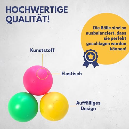 BEST SPORTING Beach-Ball Ersatzbälle I 3 Softbälle aus Kunststoff I Ping Pong in Blau Gelb & Orange I Beach-Tennis für Kinder I Softball Tennis